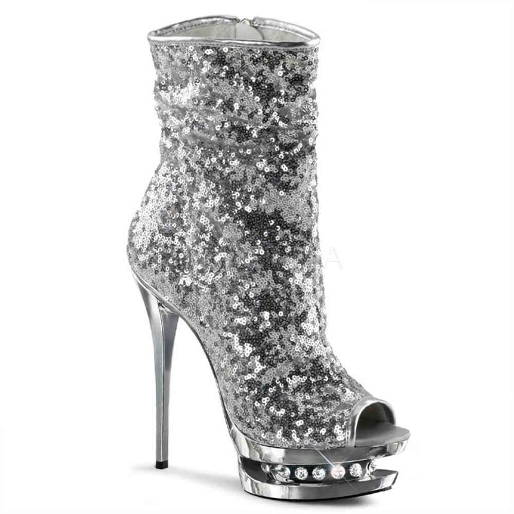 Pleaser - BLONDIER1008 Bottes de plateforme, Pole dance chaussures - Chaussures de pole dance - Couleur argent Product image